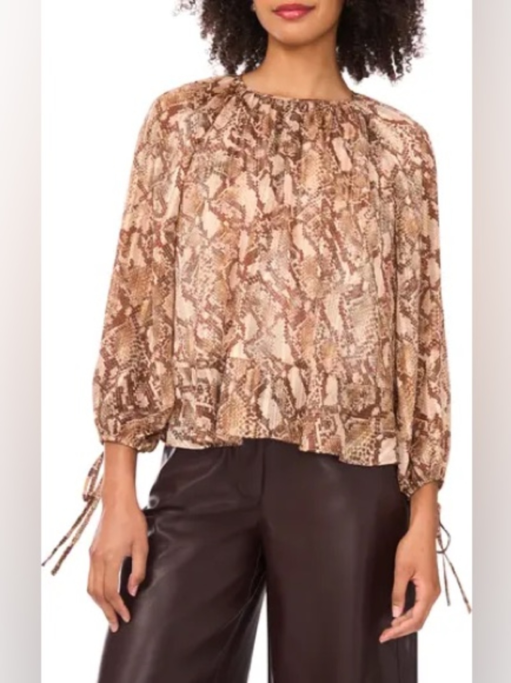 Parker Python Snake Print Billowy Sleeve Blouson Blouse Size XS Boho Luxury